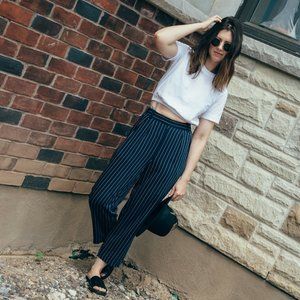 Babaton Navy Striped Trousers